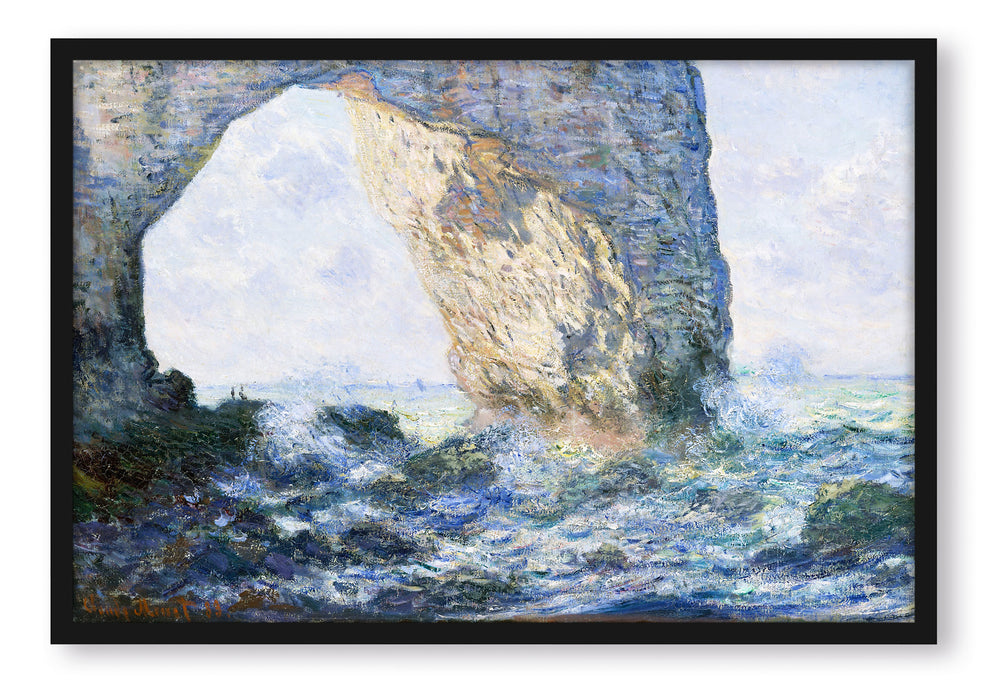 Claude Monet - Das Manneporte bei Etretat, Poster mit Bilderrahmen