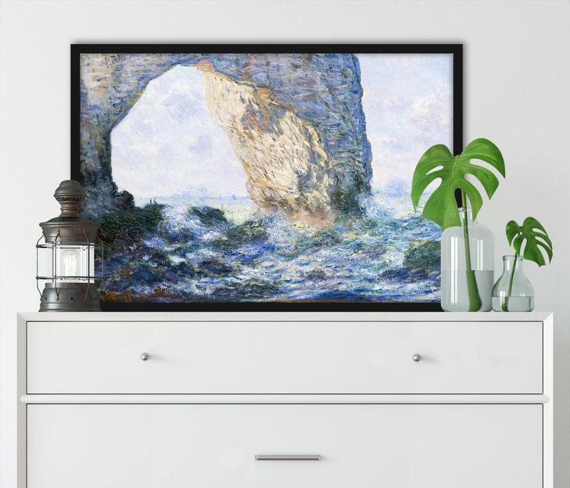 Claude Monet - Das Manneporte bei Etretat, Poster mit Bilderrahmen