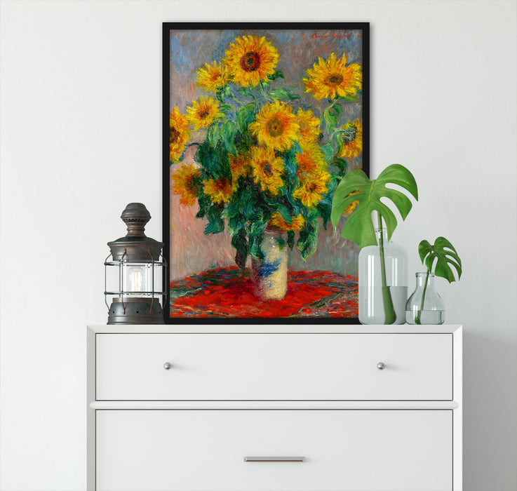 Claude Monet - Ein Strauß Sonnenblumen, Poster mit Bilderrahmen