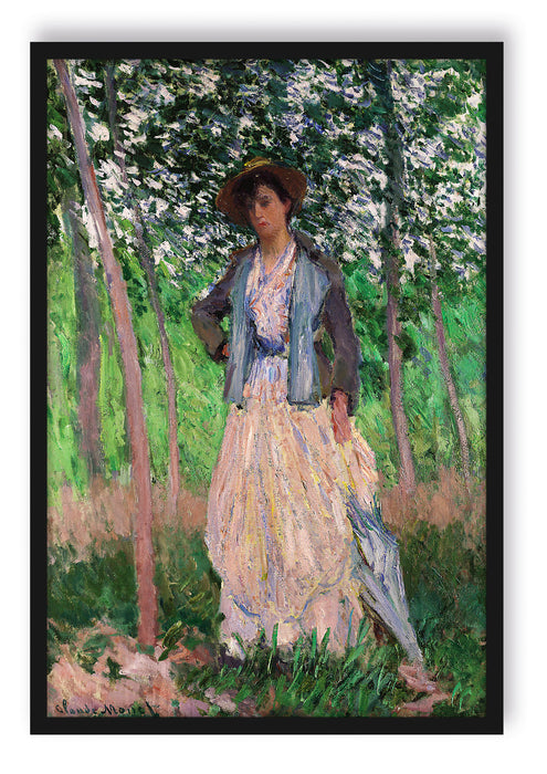 Pixxprint Claude Monet - Die Spaziergängerin Suzanne Hoschedé, Poster mit Bilderrahmen