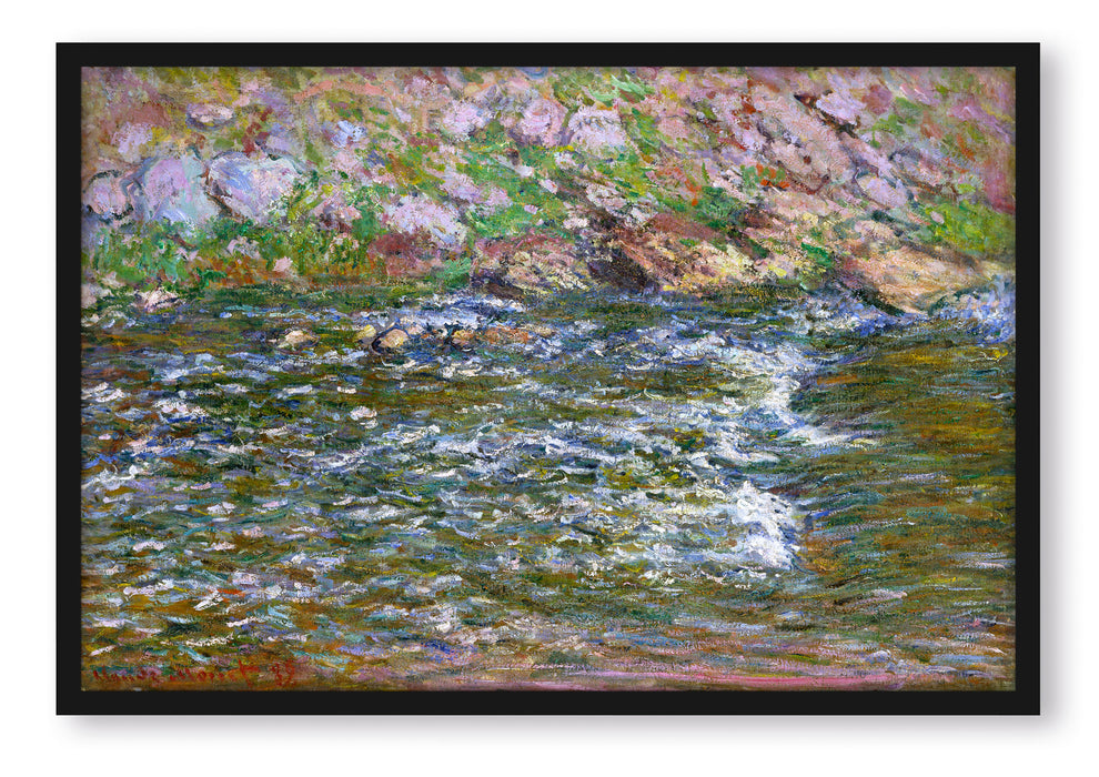 Pixxprint Claude Monet - Stromschnellen an der Petite Cremes, Poster mit Bilderrahmen