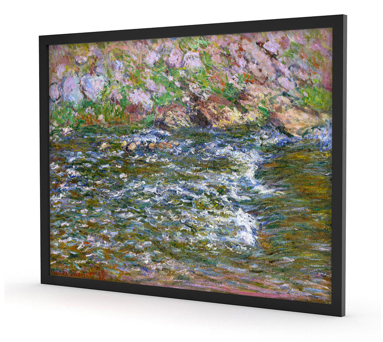 Claude Monet - Stromschnellen an der Petite Cremes, Poster mit Bilderrahmen
