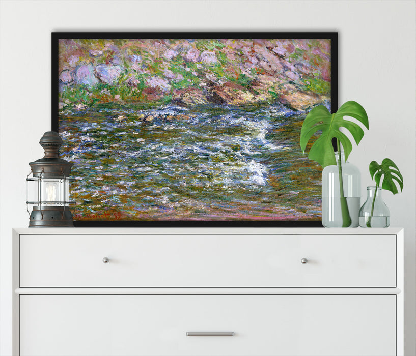 Claude Monet - Stromschnellen an der Petite Cremes, Poster mit Bilderrahmen
