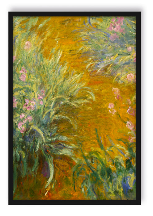 Pixxprint Claude Monet - Weg durch die Schwertlilien, Poster mit Bilderrahmen