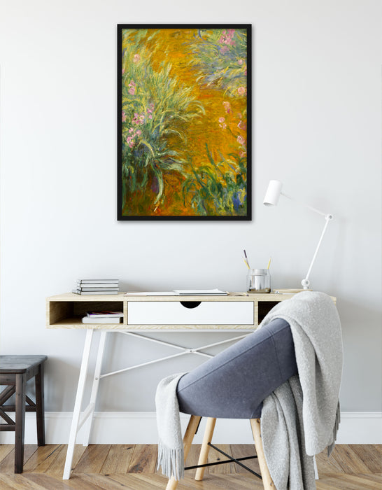 Claude Monet - Weg durch die Schwertlilien, Poster mit Bilderrahmen