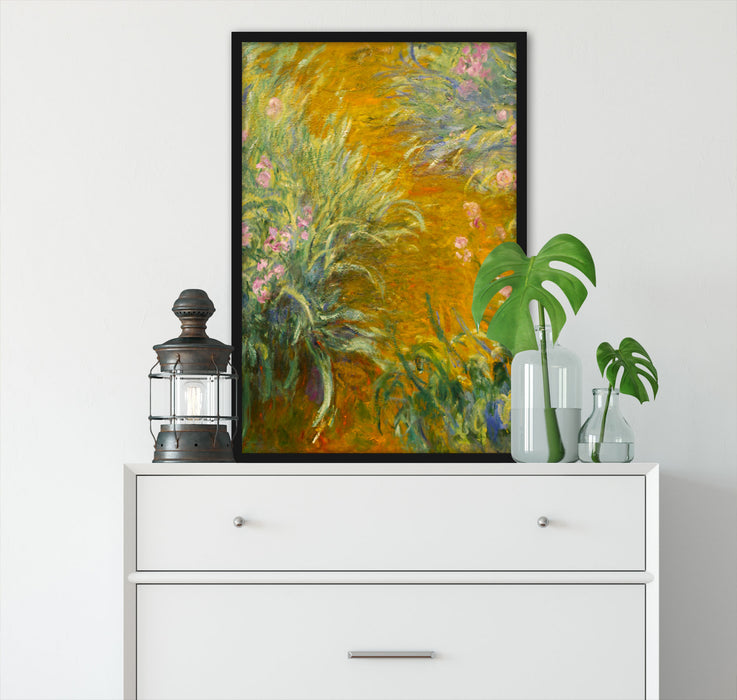 Claude Monet - Weg durch die Schwertlilien, Poster mit Bilderrahmen