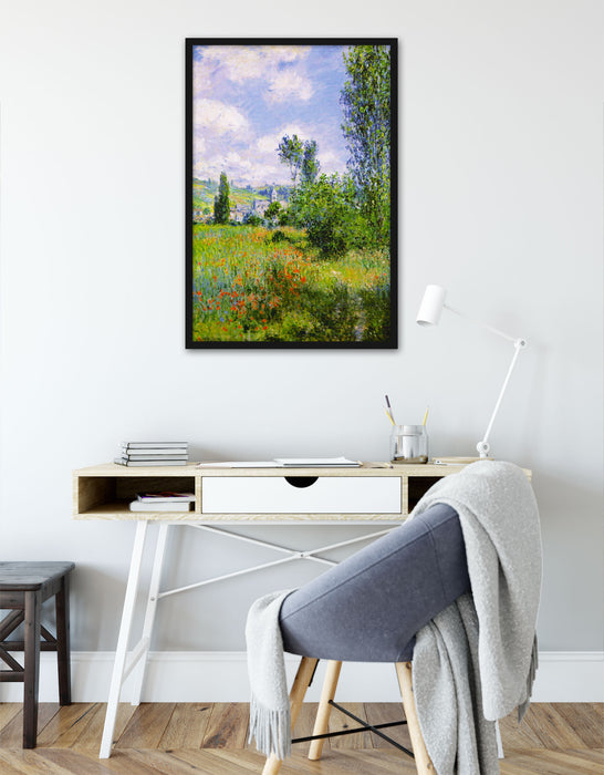 Claude Monet - Aussicht von Vétheuil- Impression, Poster mit Bilderrahmen