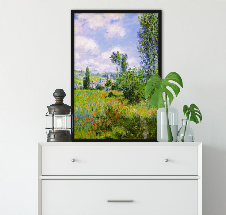 Claude Monet - Aussicht von Vétheuil- Impression, Poster mit Bilderrahmen