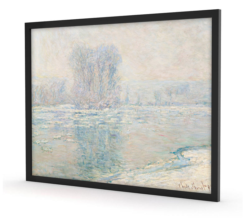Claude Monet - Eisschollen, Poster mit Bilderrahmen