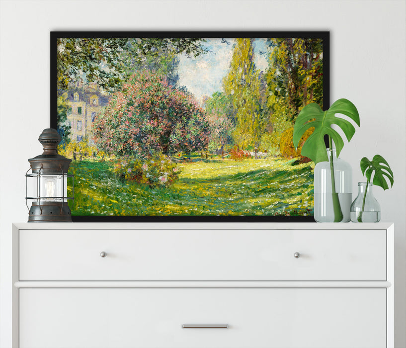 Claude Monet - Landschaft am Park Monceau, Poster mit Bilderrahmen