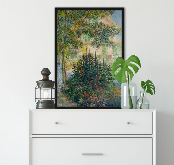 Claude Monet - Camille Monet im Garten in Argenteuil, Poster mit Bilderrahmen