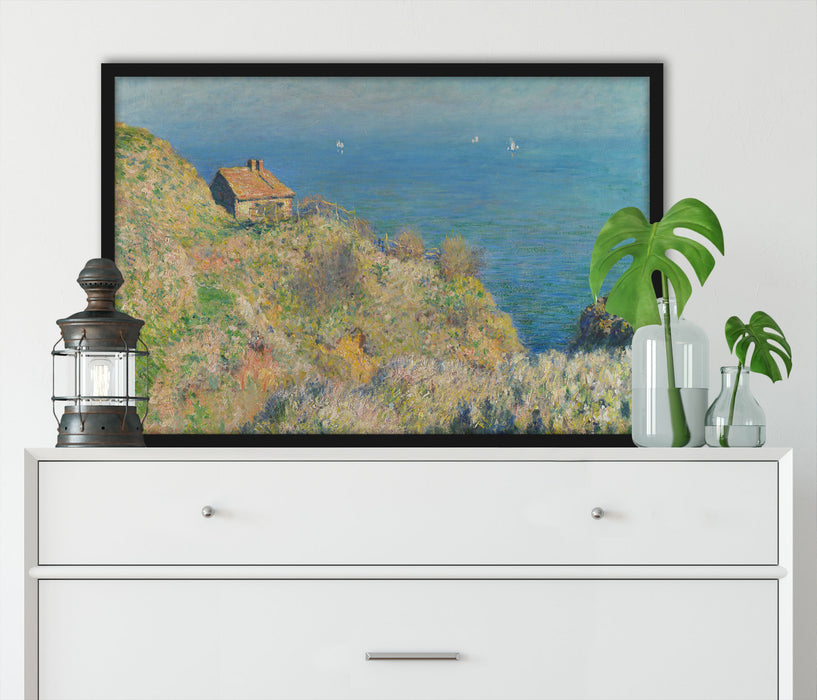 Claude Monet - Die Hütte des Zollwächters, Poster mit Bilderrahmen