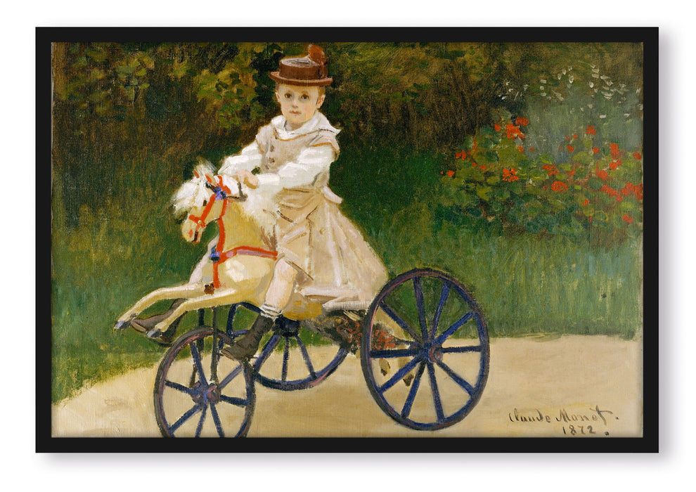 Pixxprint Claude Monet - Jean Monet auf seinem Pferderad, Poster mit Bilderrahmen