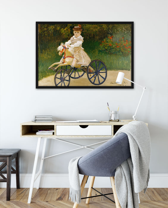 Claude Monet - Jean Monet auf seinem Pferderad, Poster mit Bilderrahmen
