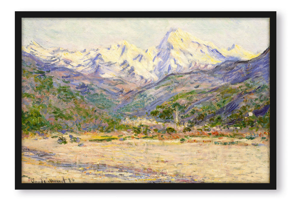 Pixxprint Claude Monet - Das Tal der Nervia, Poster mit Bilderrahmen
