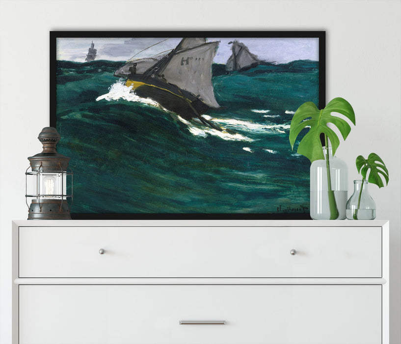 Claude Monet - Die grüne Welle, Poster mit Bilderrahmen