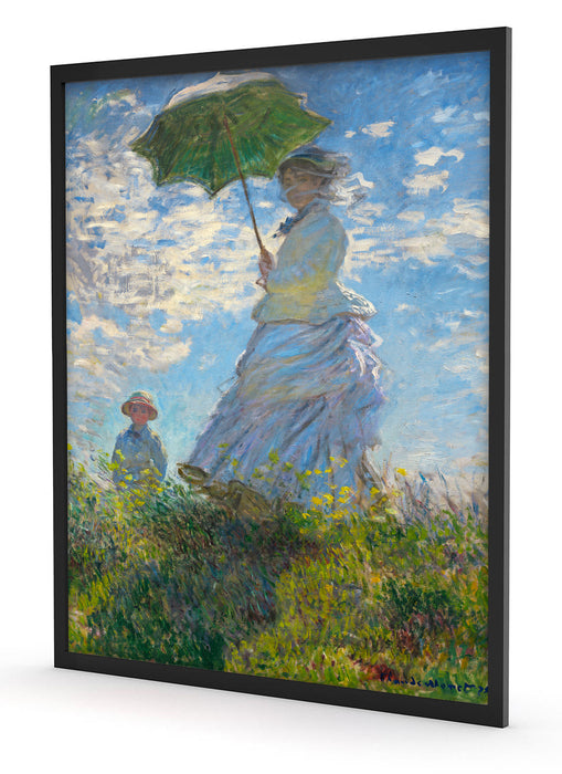 Claude Monet - Frau mit Sonnenschirm, Poster mit Bilderrahmen