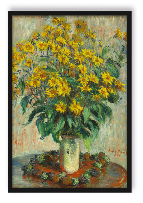 Pixxprint Claude Monet - Topinambur Blumen, Poster mit Bilderrahmen