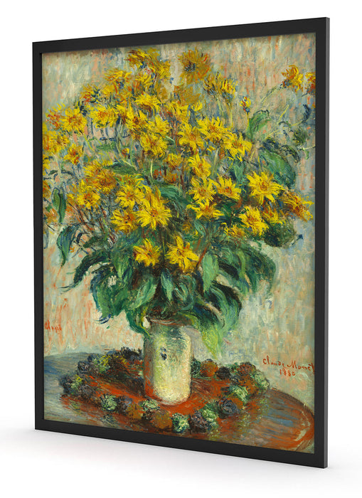 Claude Monet - Topinambur Blumen, Poster mit Bilderrahmen