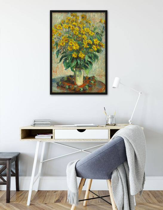Claude Monet - Topinambur Blumen, Poster mit Bilderrahmen