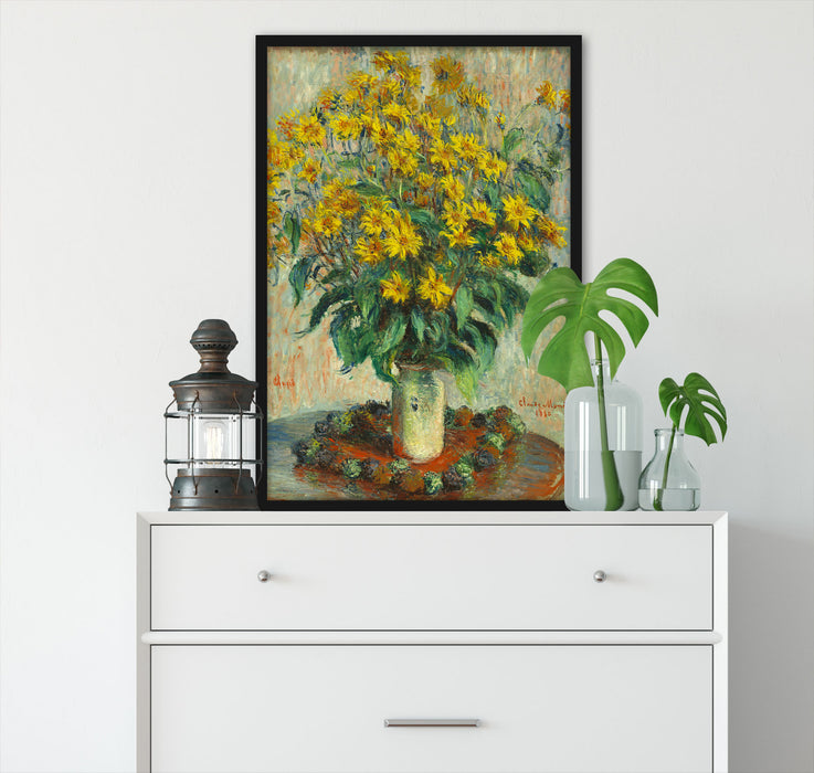 Claude Monet - Topinambur Blumen, Poster mit Bilderrahmen