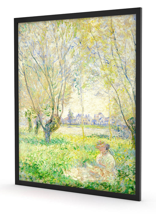 Claude Monet - Frau unter den Weiden sitzend, Poster mit Bilderrahmen