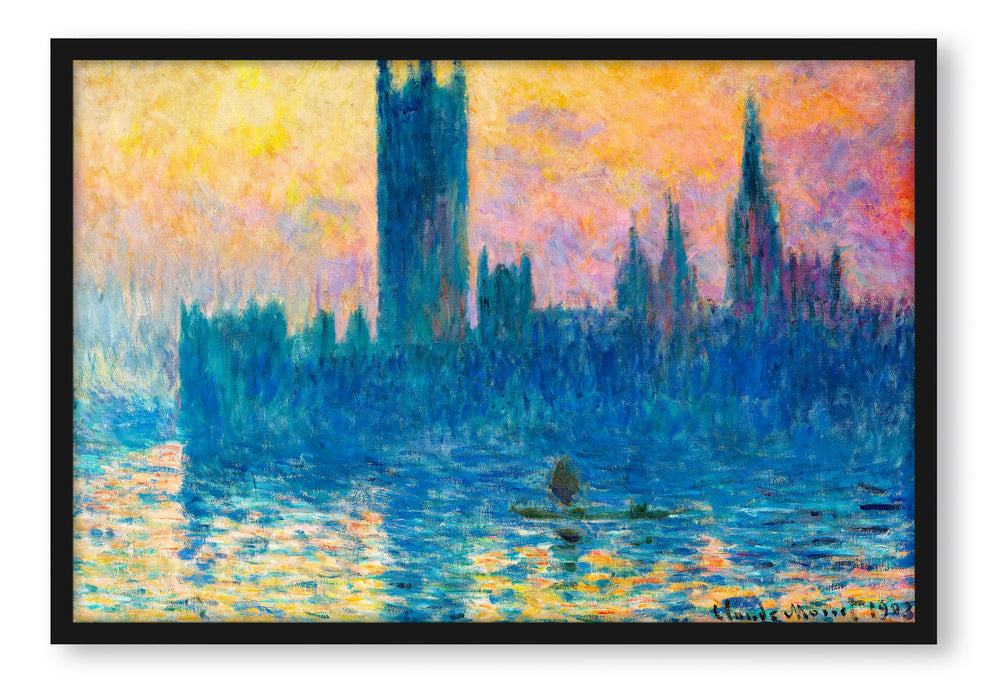 Claude Monet - The Houses of Parliament, Poster mit Bilderrahmen