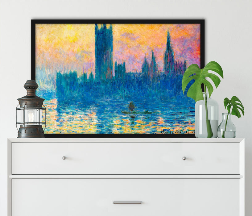 Claude Monet - The Houses of Parliament, Poster mit Bilderrahmen