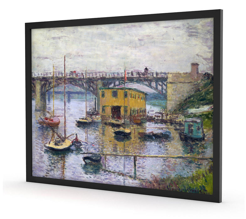 Claude Monet - Brücke bei Argenteuil an einem grauen, Poster mit Bilderrahmen
