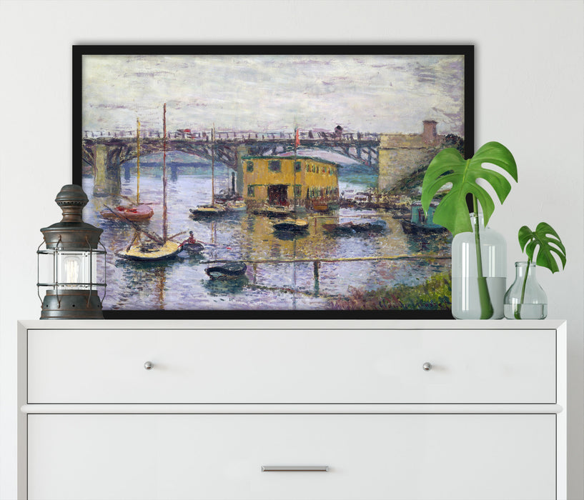 Claude Monet - Brücke bei Argenteuil an einem grauen, Poster mit Bilderrahmen