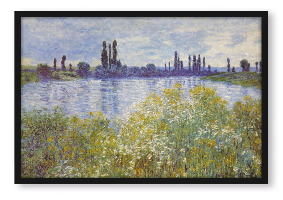 Pixxprint Claude Monet - Seine-Ufer Vétheuil, Poster mit Bilderrahmen