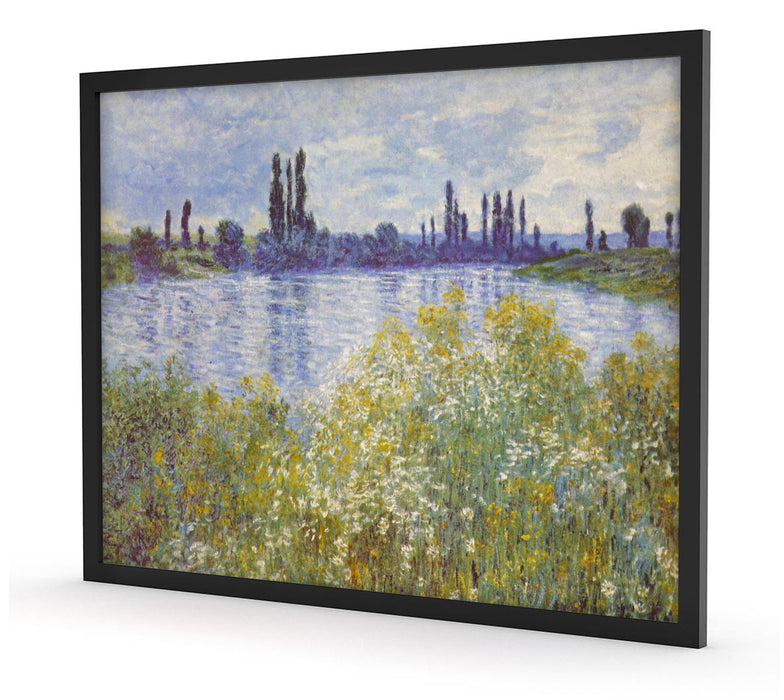 Claude Monet - Seine-Ufer Vétheuil, Poster mit Bilderrahmen