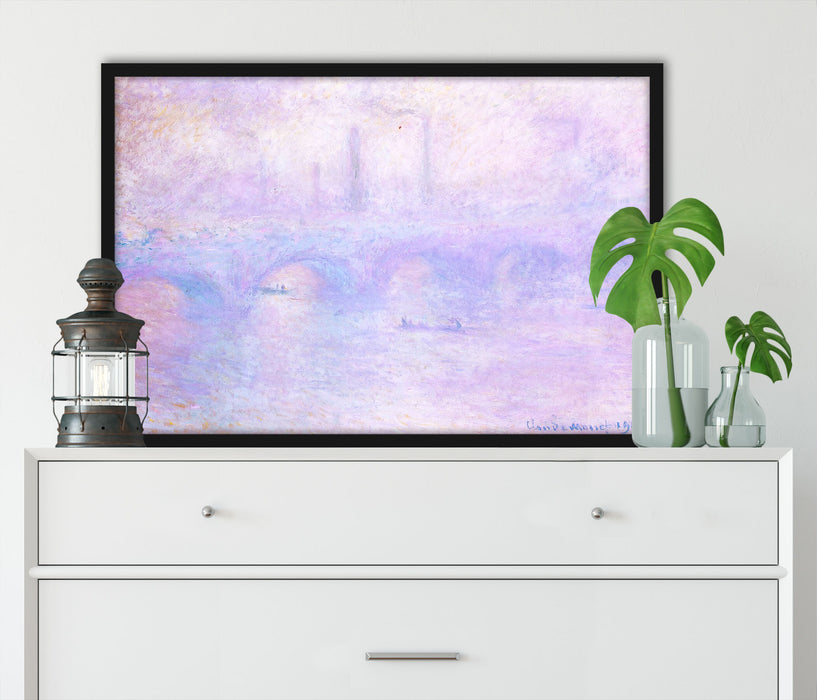 Claude Monet - Waterloo-Brücke London, Poster mit Bilderrahmen
