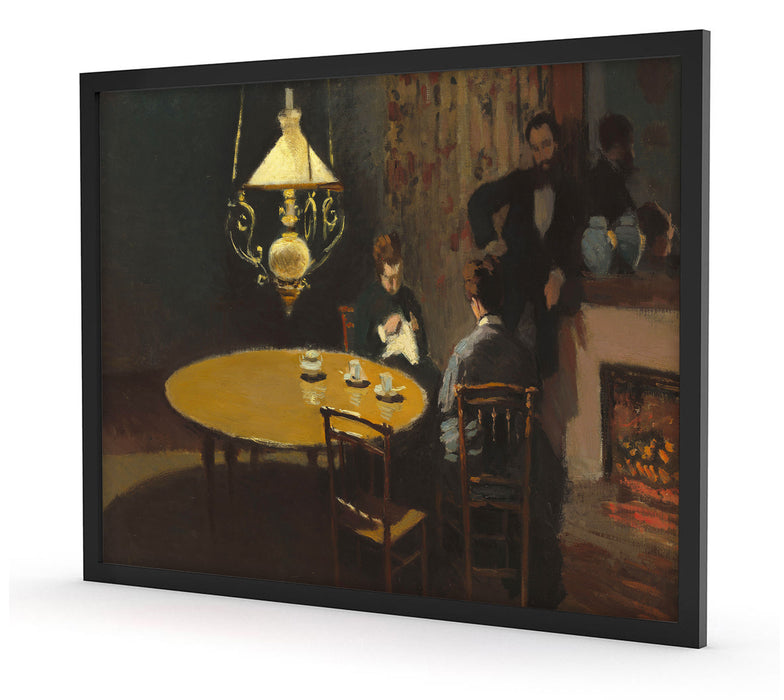 Claude Monet - Drinnen nach dem Abendessen, Poster mit Bilderrahmen