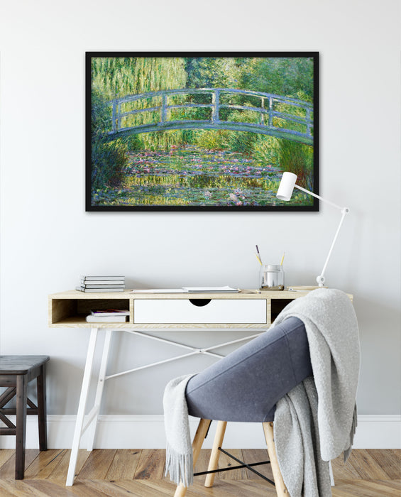 Claude Monet - Die japanische Brücke, Poster mit Bilderrahmen