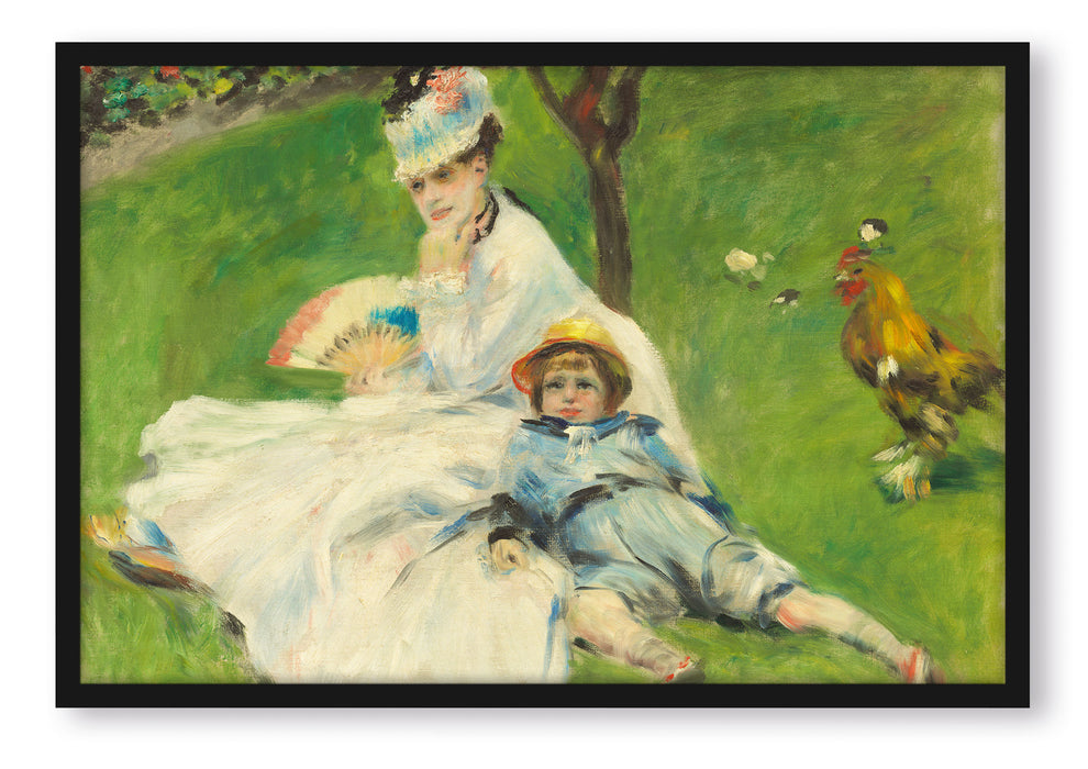 Pixxprint Claude Monet - Madame Monet mit ihrem Sohn, Poster mit Bilderrahmen