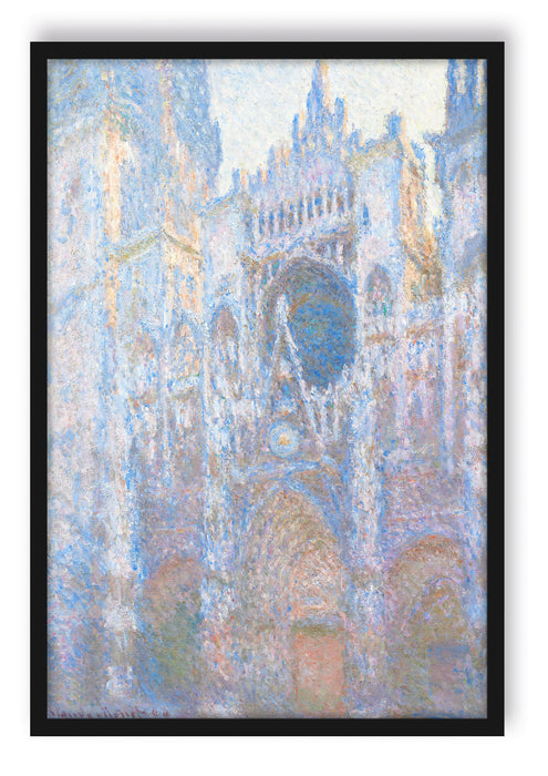 Claude Monet - Das Tor der Kathedrale von Rouen im Mo, Poster mit Bilderrahmen