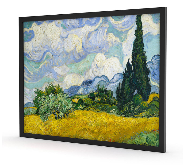 Vincent Van Gogh - Weizenfeld mit Zypressen, Poster mit Bilderrahmen