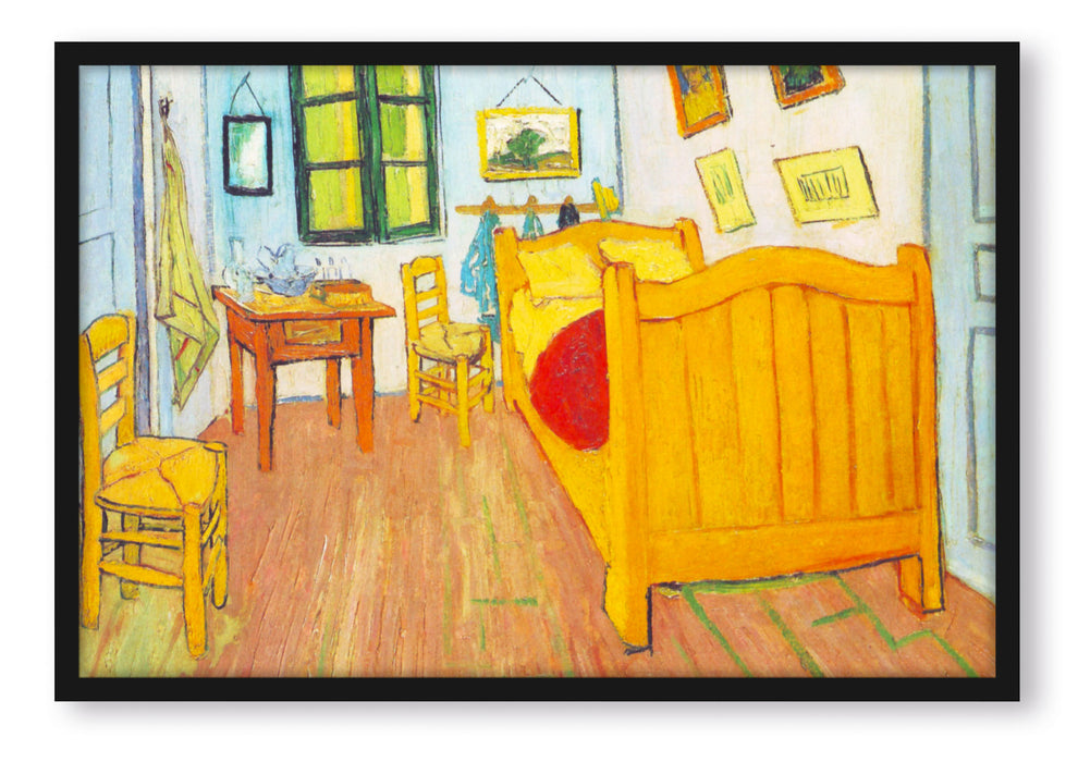 Pixxprint Vincent Van Gogh - Das Schlafzimmer - erste Version, Poster mit Bilderrahmen