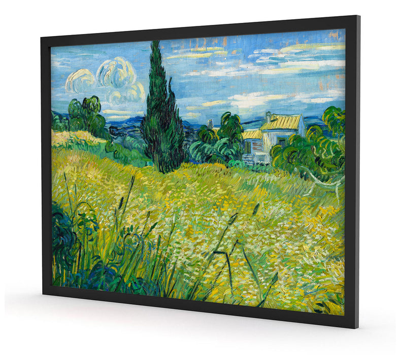 Vincent Van Gogh - Grünes Weizenfeld mit Zypressen, Poster mit Bilderrahmen