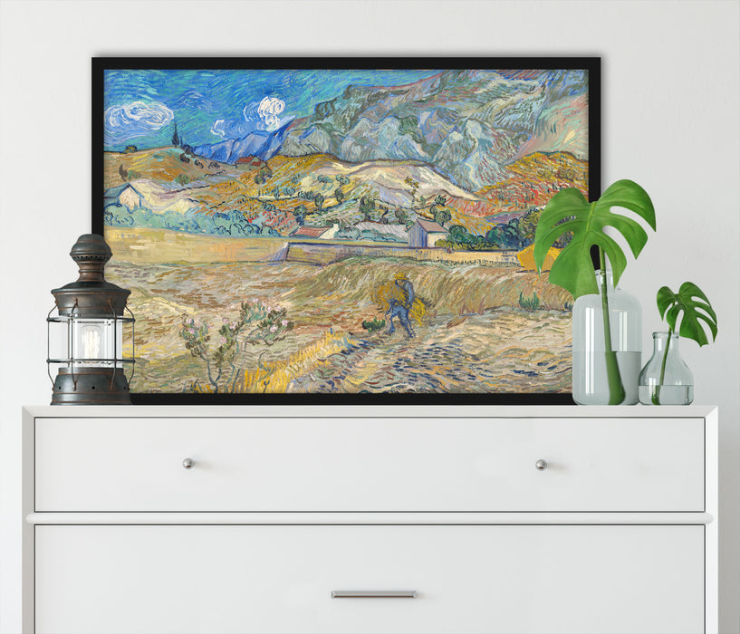 Vincent Van Gogh - Weizenfeld mit Bauer, Poster mit Bilderrahmen