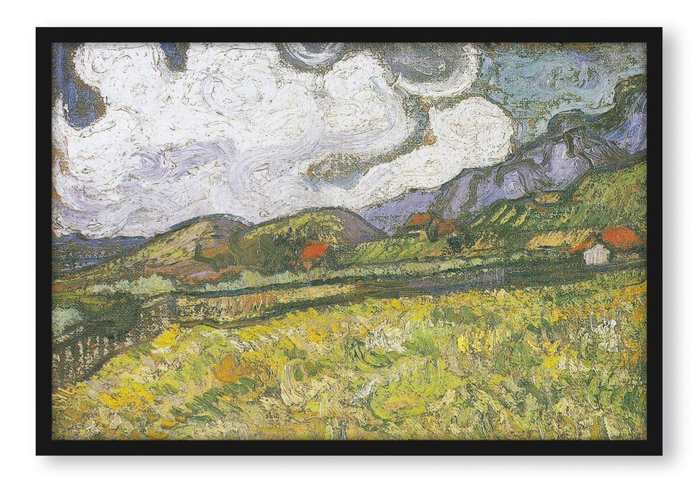 Vincent Van Gogh - Weizenfeld hinter Saint-Paul, Poster mit Bilderrahmen