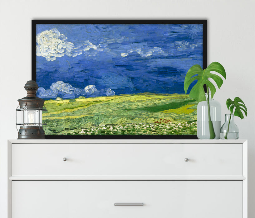 Vincent Van Gogh - Weizenfeld unter Gewitterwolken, Poster mit Bilderrahmen