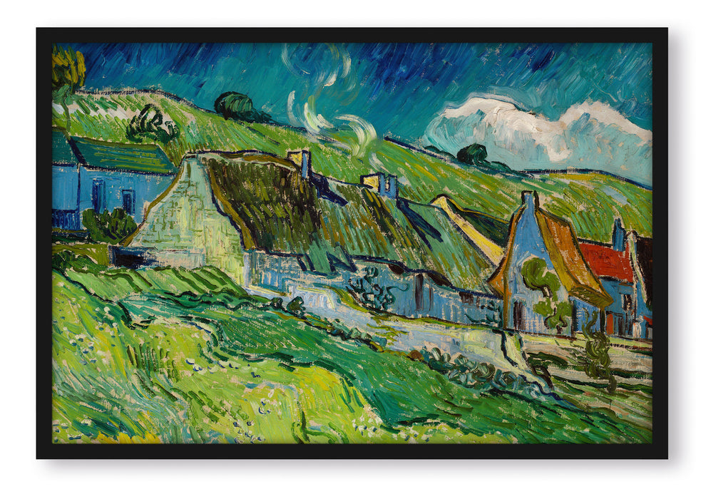 Vincent Van Gogh - Strohgedeckte Landhäuser, Poster mit Bilderrahmen