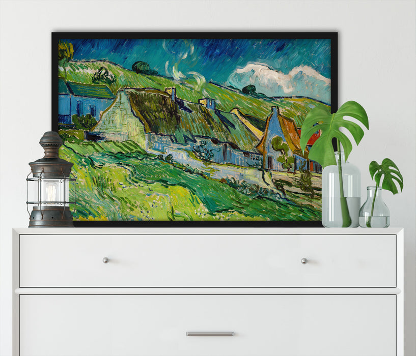 Vincent Van Gogh - Strohgedeckte Landhäuser, Poster mit Bilderrahmen