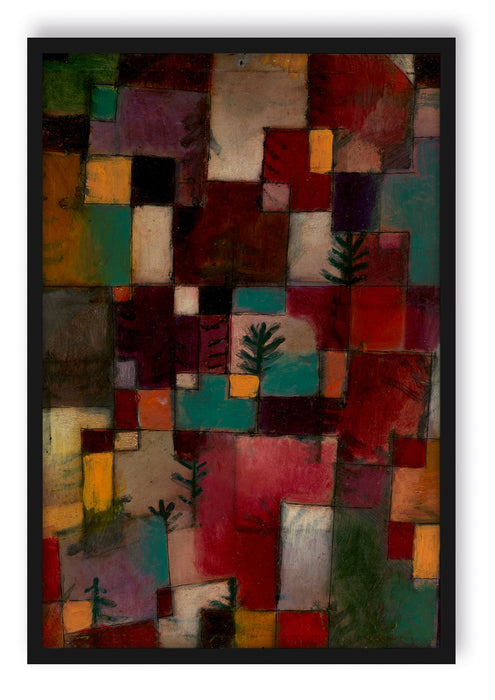 Paul Klee - Rotgrüne und Violett-gelbe Rhythmen, Poster mit Bilderrahmen