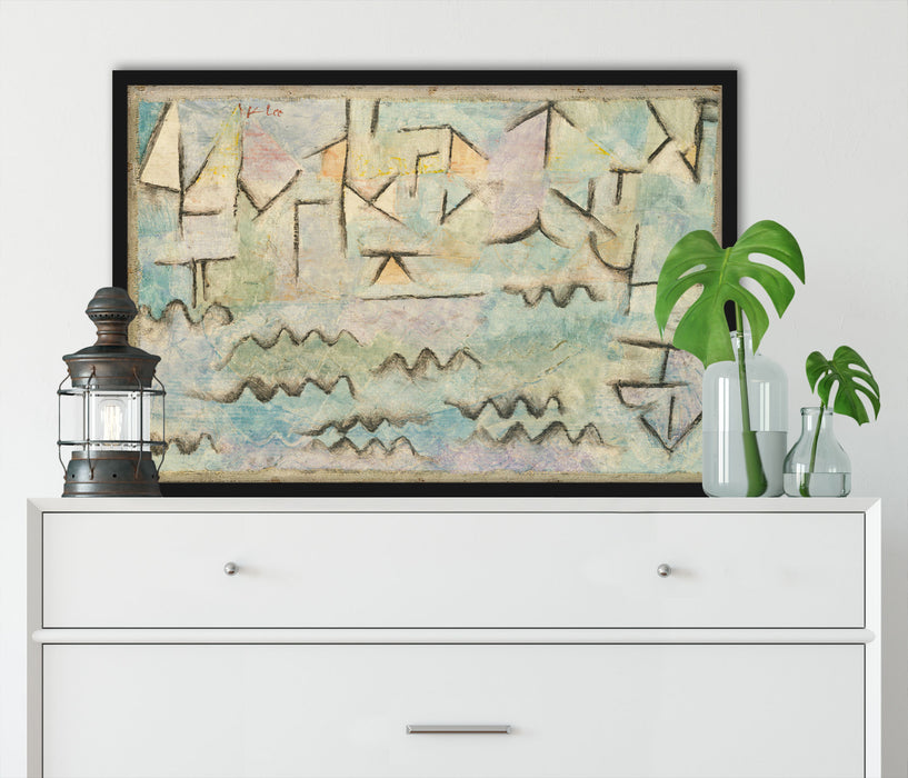 Paul Klee - Der Rhein bei Duisburg, Poster mit Bilderrahmen