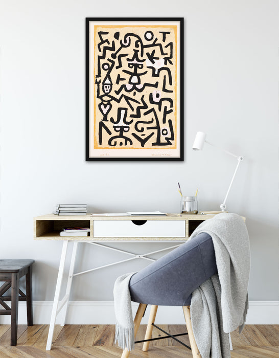 Paul Klee - Das Flugblatt des Komödianten, Poster mit Bilderrahmen