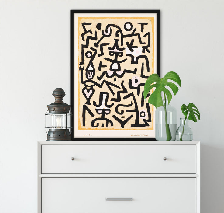 Paul Klee - Das Flugblatt des Komödianten, Poster mit Bilderrahmen