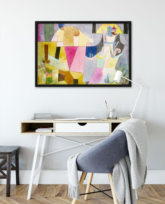 Paul Klee - Schwarze Säulen in der Landschaft, Poster mit Bilderrahmen